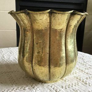Mid Century Hammered Brass Jardiniere - Made in Italy